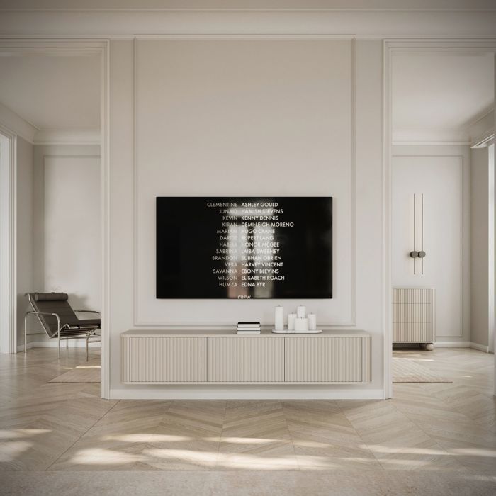 Meuble TV 3 portes -suspendu - OVARLO - 163 cm - greige