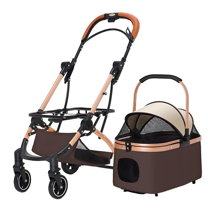 Comparer les prix de Poussette pour Chien Pliable - Chariot à 4 Roues avec Structure en acier au carbone, Panier amovible, Panier de Rangement