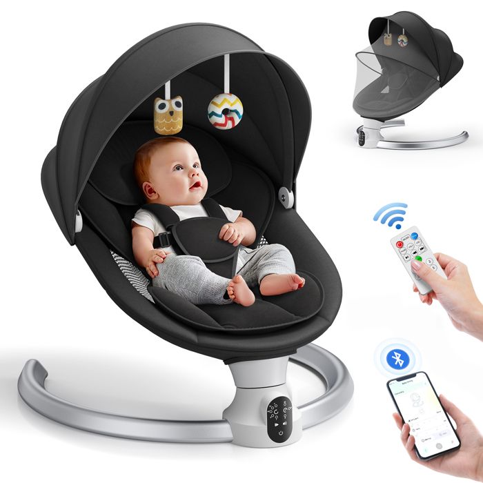 Balancelle Bebe Electrique avec APP peut contrôler la et Bluetoothtransat bebe electrique avec 5 vitesses de balancement
