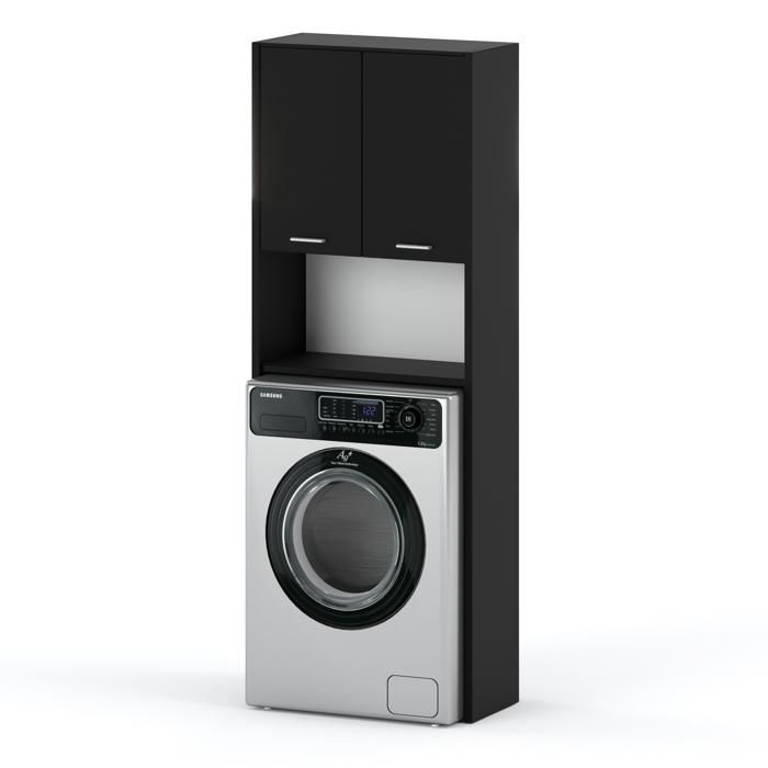 Meuble de salle de bain - STIV - Colonne - Noir - 64 cm - Rangement moderne