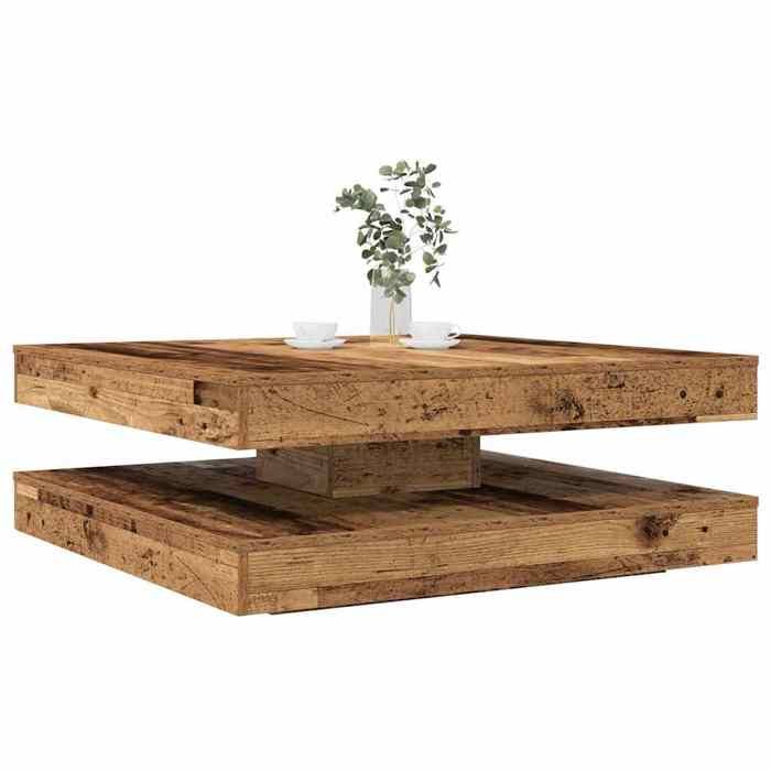 SALE 2025Table basse - Table d’Appoint de Salon - rotative à 360 degrés - vieux bois - 90x90x345 cm411 Kg 8850