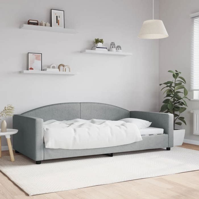 Lit journée/Lit de repos/1 place gris clair 100x200 cm tissuCdiscount2025 FAFA 8935774