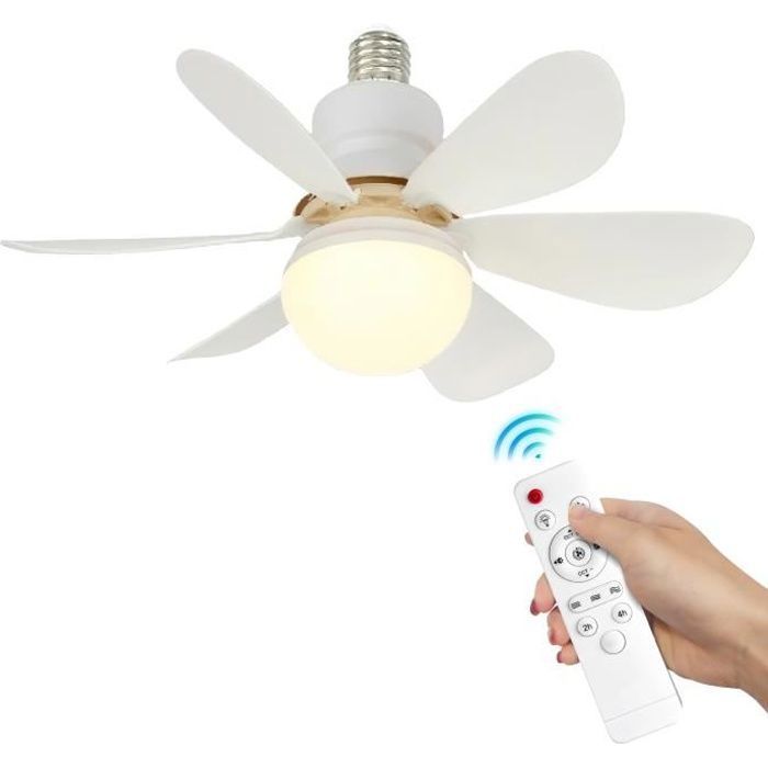Ventilateur de plafond LED avec télécommande Ventilateur avec lumière 2400lm 3 niveaux de réglage 30 W blan VENTILATEUR DE PLAFOND - Hanlin
