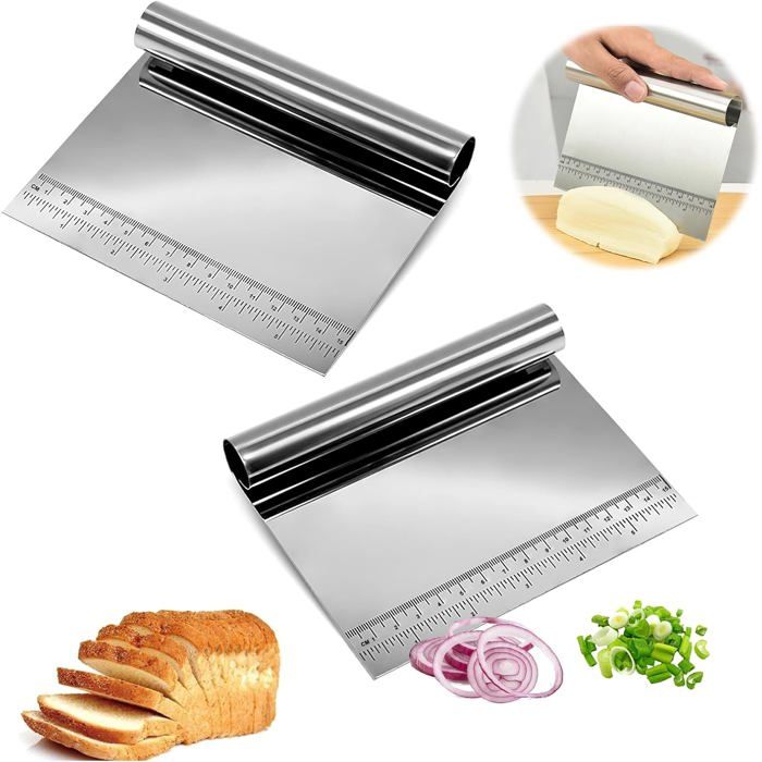 Lot De 2 Spatules Pâtisserie - Une En Inox Avec Manche Bois, Une En Silicone, Pour Pâte, Gâteau, Pizza, Crêpes - 7