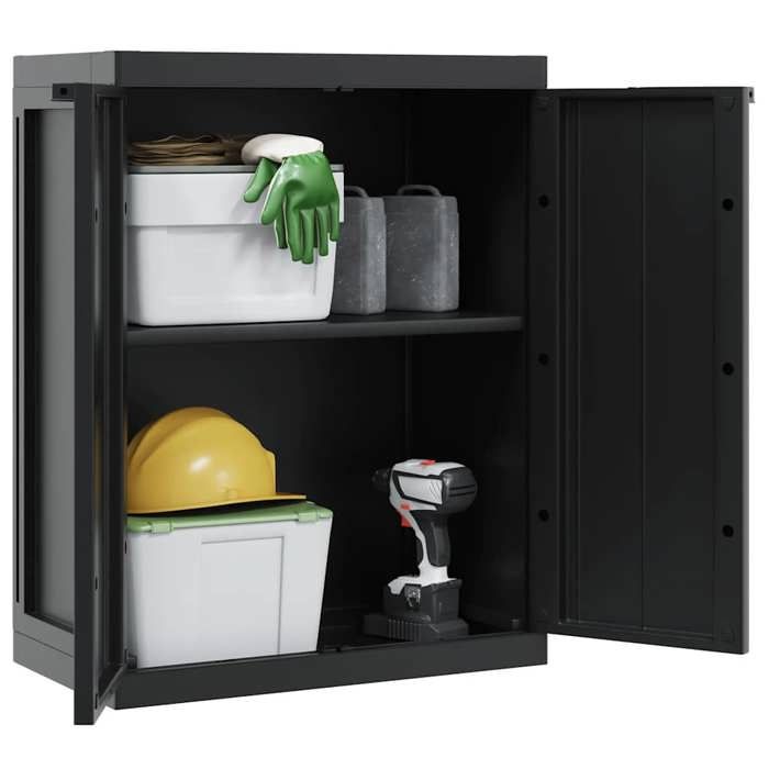 SALE dhiver Armoire de rangement - BURKE - Meuble haute - pour jardin - noir 65x37x85 cm PP AA245