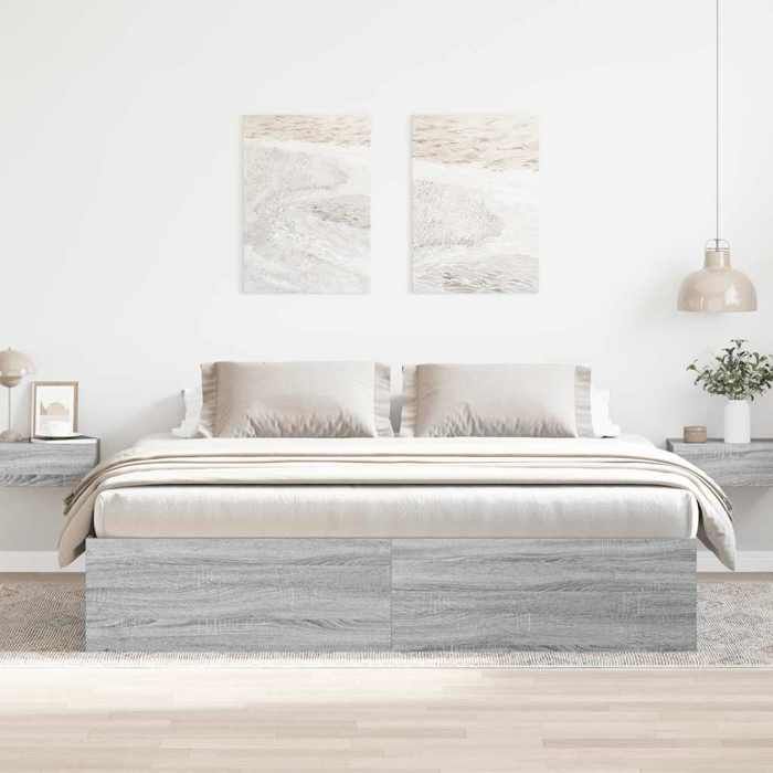 Gris 200 x 200 cm - Lit Bois - stables et durable - Cadre de lit - matelas non inclus - sonoma gris 200x200 cm 001_144969