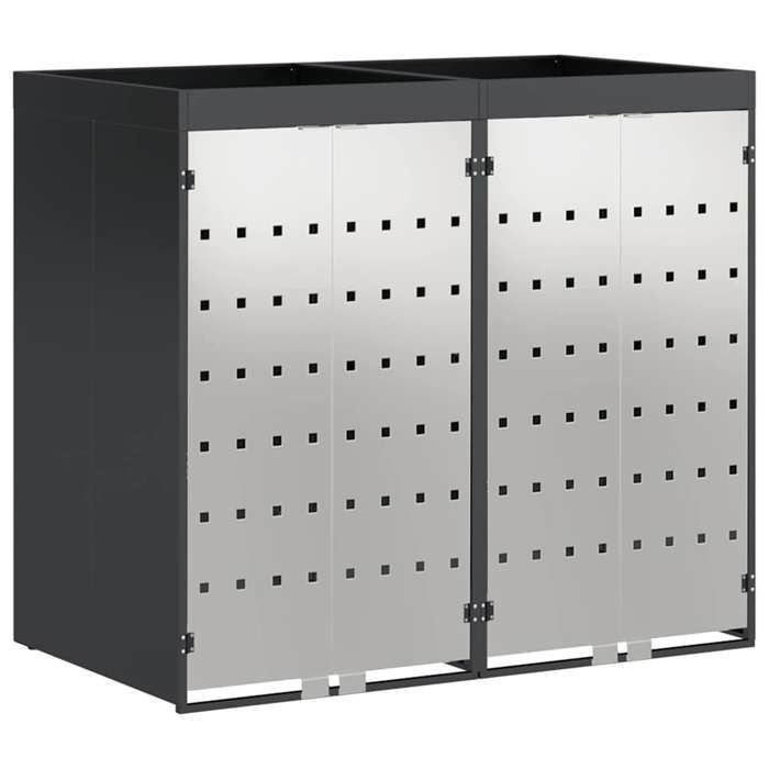 KALISSE®Armoire Cache poubelles - Rangement de poubelle à roulettes pour 3 poubelles Anthracite MagicFR05_95820752