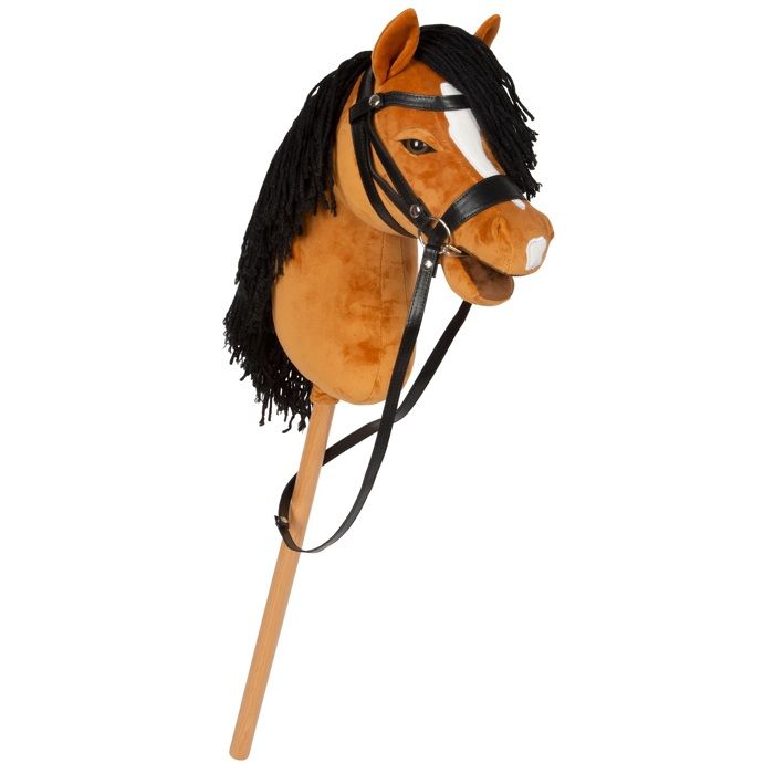 Cheval bâton - SMALL FOOT COMPANY - Mélodie - Marron - Tête en peluche douce - Bâton bois dévissable