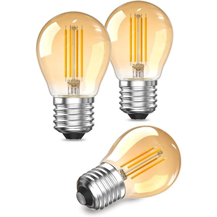 Ampoule LED E27 blanc chaud - ESTAMPILLE - 2.5W - 2200K - Verre ambré - Non dimmable - 3 pièces - Équivalent 20W
