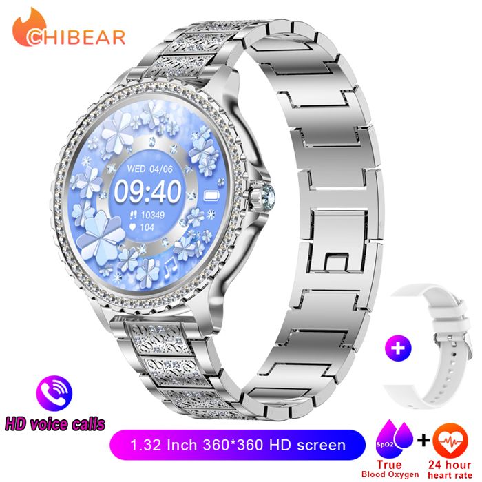 Montre connectée de sport pour femmes ChiBear Écran HD 360x360 Cadran personnalisé Fréquence cardiaque