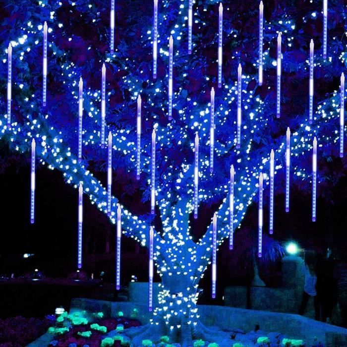 Météore Pluie Guirlandes Lumineuses Exterieur 192 LEDs Météore Pluie Lumiere Etanche Decorative Douche Pluie Feux 30cm 8 PARAPLUIE