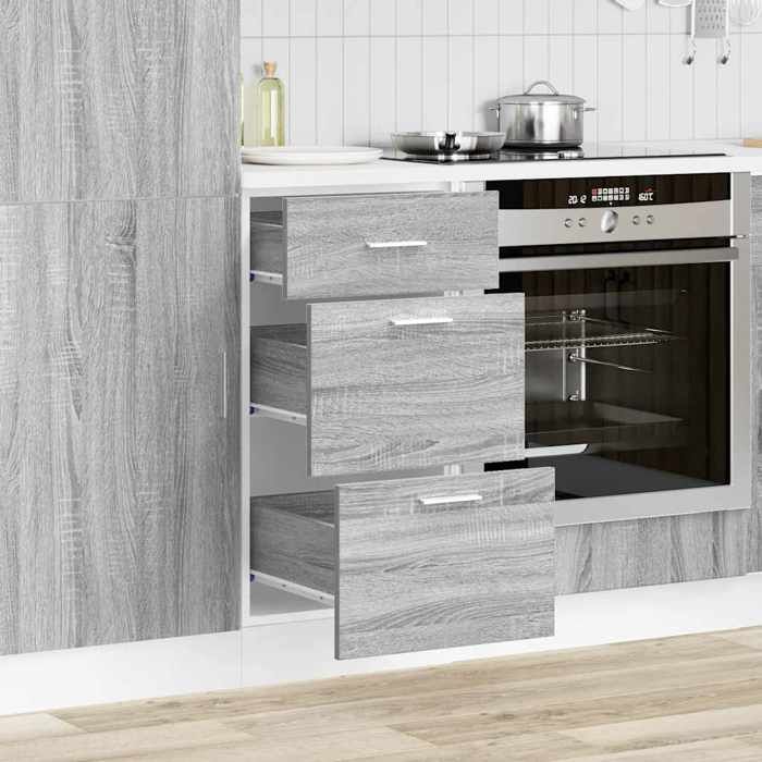 Vaisselier/Buffet de cuisine - Rustique Meuble bas Lyon - Gris Sonoma - 40x46x815 cm - Bois dingénierie@658137