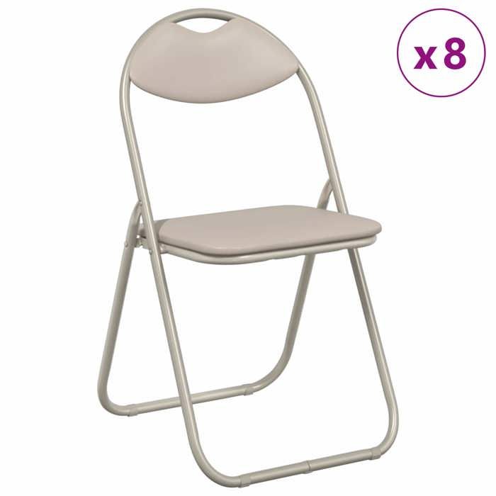 (123778) Beige Siège de Cuisine - Chaise pliante 8 pcs - Sable 48x43 5x81 cm Simili cuir - Pour salon kjd67229219203
