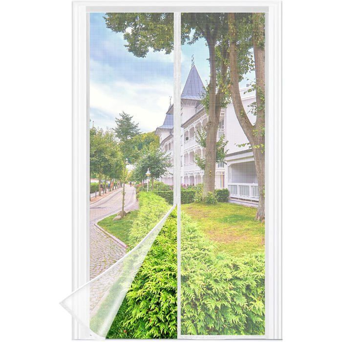 Moustiquaire magnétique pour porte - DEKOPRO - 85x205 cm - Maille fine - Blanc - Fermeture automatique