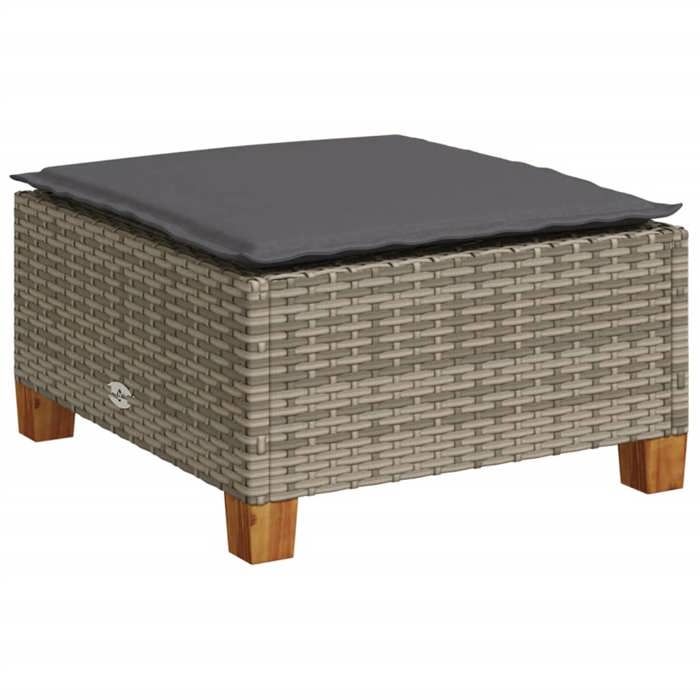 Gris Pouf dextérieur -  Tabouret de jardin et coussin gris 635x56x32 cm résine tressée m4008