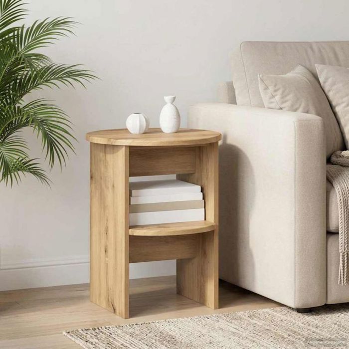 Table dappoint - table de complement - gueridon Vidaxl Meuble dappoint Chêne Artisanal Ø40 x 50 cm Bois dingénierie