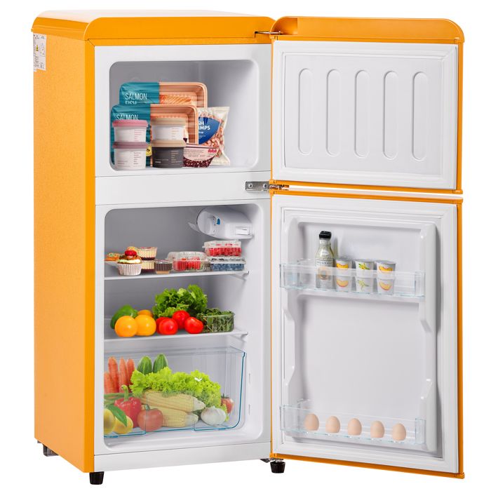 Bladez - Réfrigérateur rétro 2 portes 60L congélateur 22L hauteur 888cm classe énergétique E - Jaune Antique
