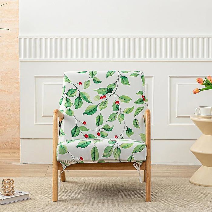 Housse Fauteuil 1 Place Extensible Accoudoirs en Bois Fermeture Éclair - Protection pour Salon et Lecture - Feui HOUSSE DE CHAISE