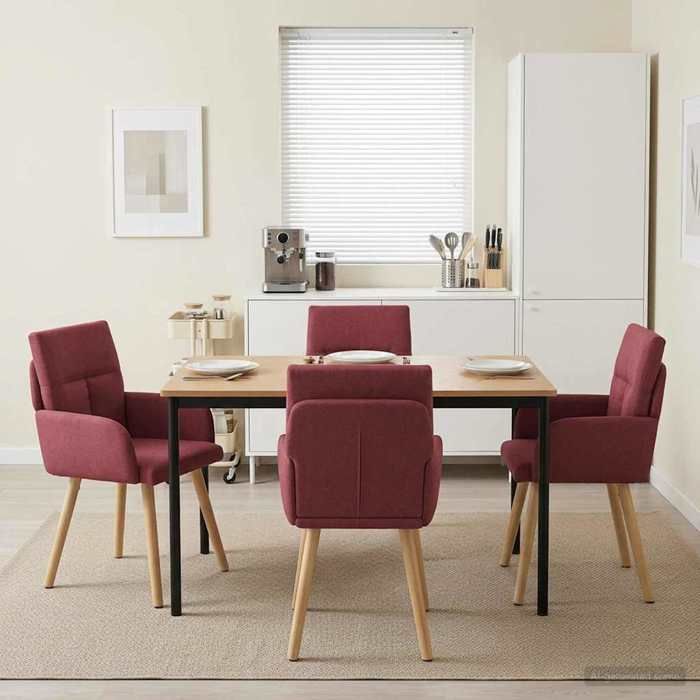 Chaises de salle à manger (4 pcs) - Chaises de Cuisine - 4 personnes - maximal: 110 kg - Tissu Bordeaux 60 x 56 x 96 cm_26igu15c