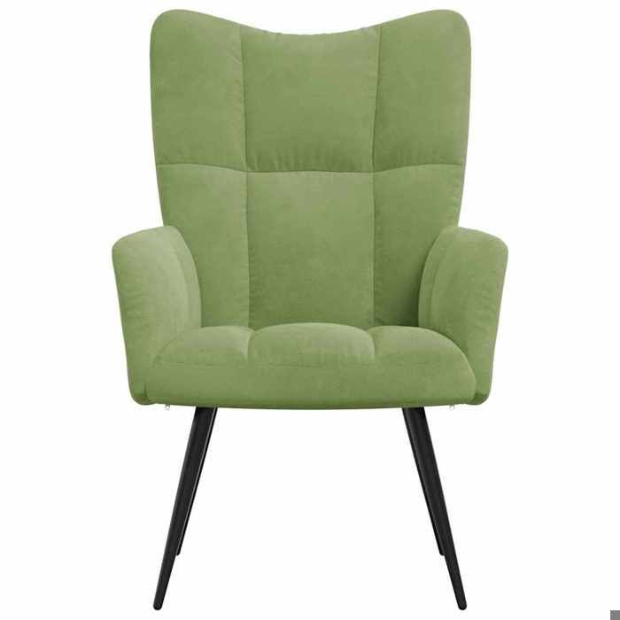 Chaise de Relaxation Vert Clair 61 x 70 x 96 5 cm en velours et métal avec assise confortable et accoudoirs pour Maison 118803