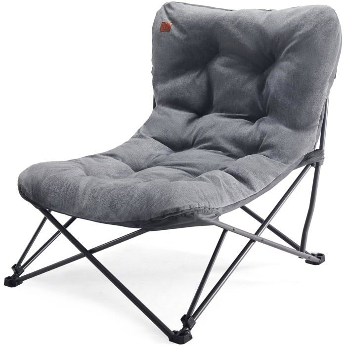 Chaise de Camping Pliable Luxe XXL 180kg Capacité Super Grand Siège Pliable Extra Épais avec Dossier Haut Fauteuil de Jardin Rel