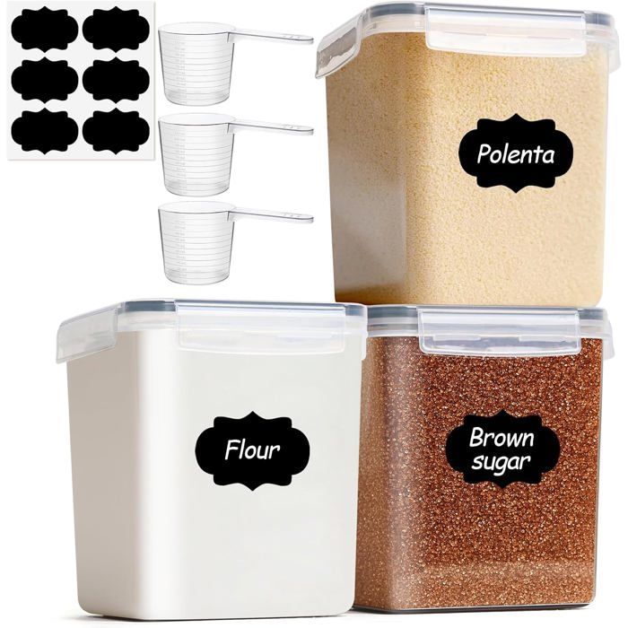 Boîtes hermétiques alimentaires transparentes 25 L en plastique PP avec joint en silicone - lot de 3 pour conservation au quotidien
