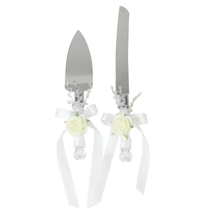 Couteau A Gateau De Mariage En Acier Inoxydable Et Serveur
