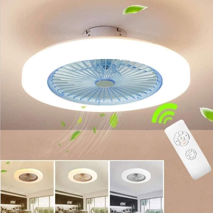 Ventilateur De Plafond avec Éclairage LED Vitesse du Vent Réglable Télécommande Dimmable 36W Moderne LED Plafond Lumière Ch[148]