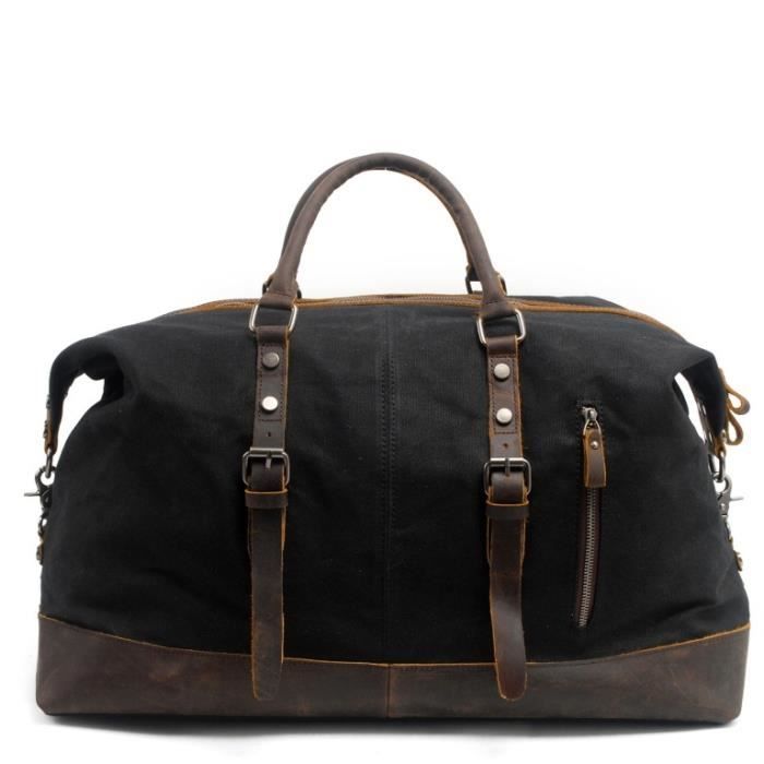 Grand Sac De Voyage En Cuir Homme 30 Pouces - Bandoulière Réglable, Vintage