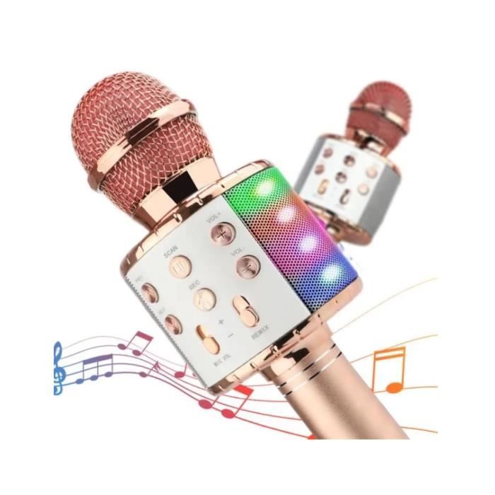 Microphone Karaoké Sans Fil Bluetooth : Avec Lumières LED, Réduction De Bruit - Cadeau Amusant Pour Enfants
