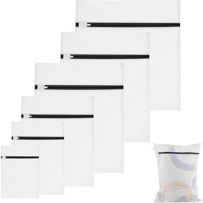 Lot De 6 Sacs Filet à Cordon – 2 Grands (35x40 Cm) Et 4 Petits (10x15 Cm) – Nylon Résistant – Pour Plage, Sport, Voyage – Noir