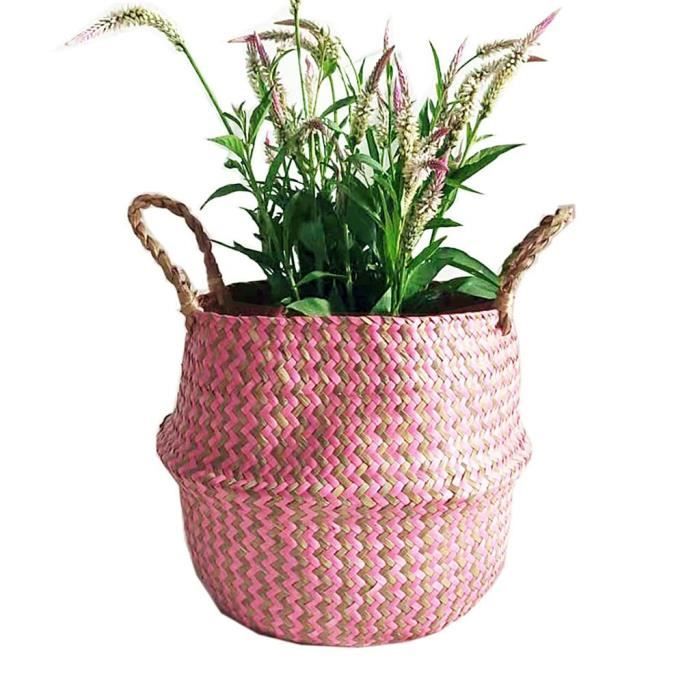 Lot De 6 Paniers De Rangement En Seagrass EZOWare - Corbeilles Tressées Naturelles Avec Doublure Lin Pour Chambre Bébé, Jouets Et Maison (14x14x10 Cm, Brun)