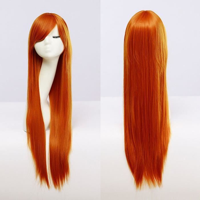 perruque orange longue