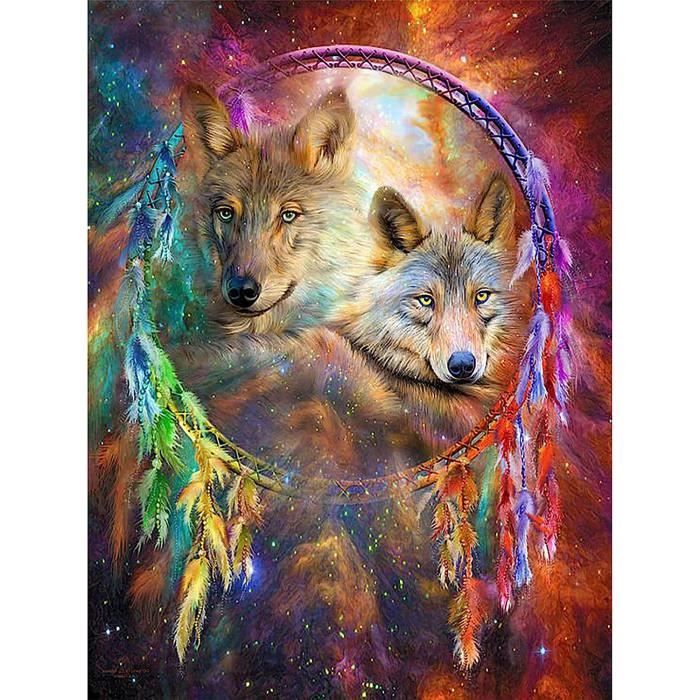 Diy Diamond Painting Loup Complet Kits, 5D Broderie Peinture Diamant