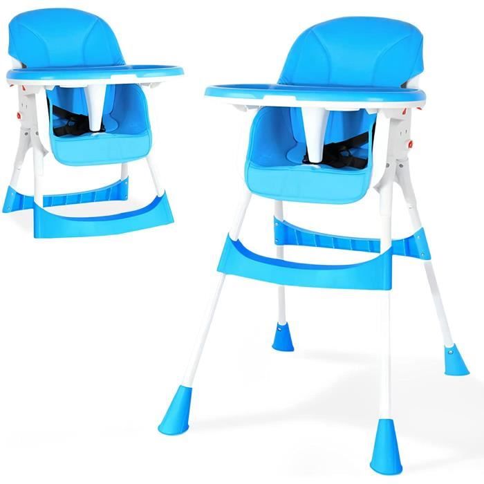 Chaise Haute Bébé Réglable - Plateau Double Usage - Roues Amovibles - Dès La Naissance