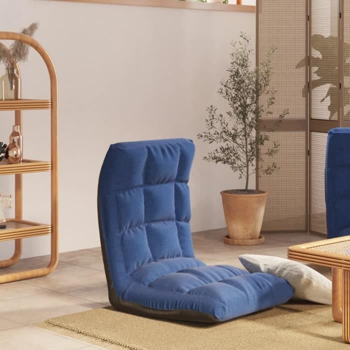 Superbe© TOP VENTE Chaise de sol Fauteuil pliable de sol Bleu Tissu - 5976