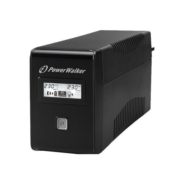 Onduleur externe PowerWalker VI 850 LCD – CA 220-240 V – 480 Watt – 850 VA – USB – 2 connecteurs de sortie