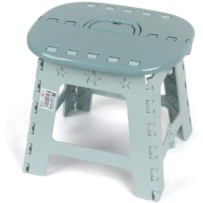 STARK Tabouret Pliable/Escabeau pliant avec poignée. Hauteur 44 cm en gris-bleu pour Cuisine, Salle de bains, Jardin