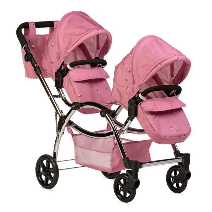 Set Poussette + Chaise Haute Pour Poupée - Miniature Rose ABS - Pour Enfant, Jeu D'imitation - Portable