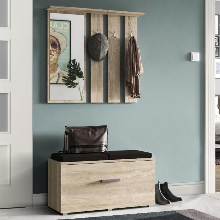 Vestiaire D Entree Meuble D Entree Onyx 85 Cm Effet Chene