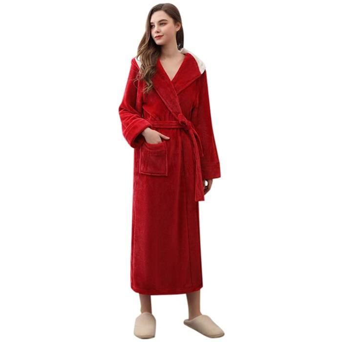 Robe De Chambre Nuit Capuche Couple Femme Long Peignoir Bain