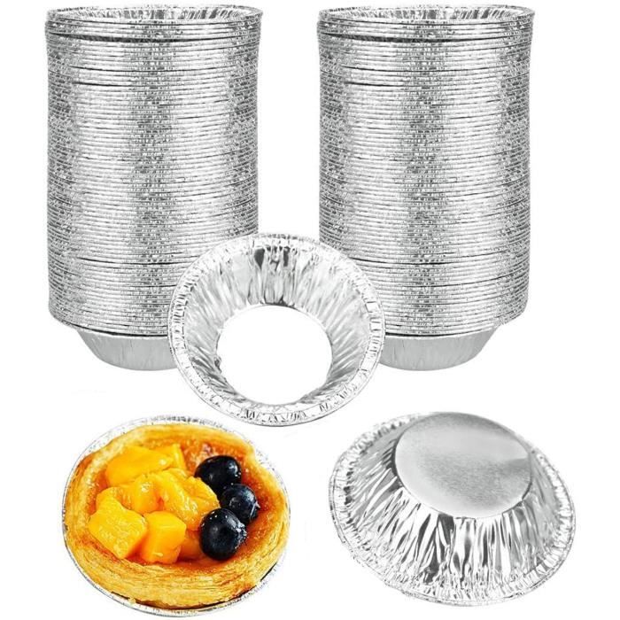 30 Moules à Tartelettes Aluminium - Antiadhésifs - 7cm De Diamètre - Pour Muffins, Cupcakes, Flans - Réutilisables