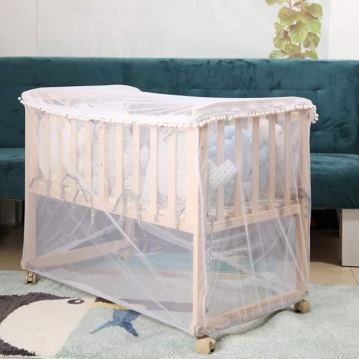 Moustiquaire pour lit bébé Transparent avec Fermeture éclair Filet
