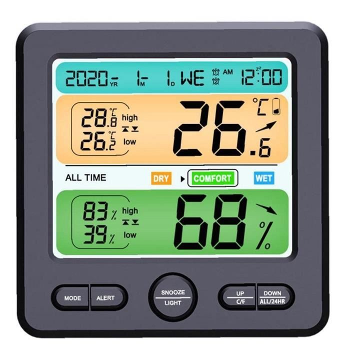 Thermomètre intérieur hygromètre de haute précision avec Digital LCD Réveil  précise de la température-humidité Sonde