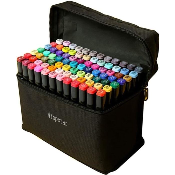 ARTHEHE Feutre Alcool Promarker 80 Couleurs Marqueurs de Dessin Feutres à Alcool Twinmarkers A4
