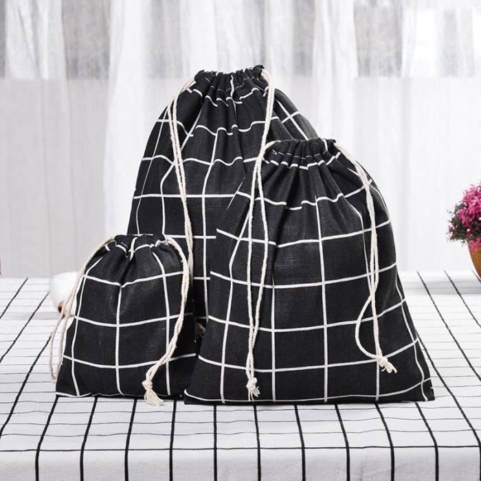 3 Pièces Panier De Rangement En Coton Et Lin - Sacs Suspendus Détachables Pliable Lavable