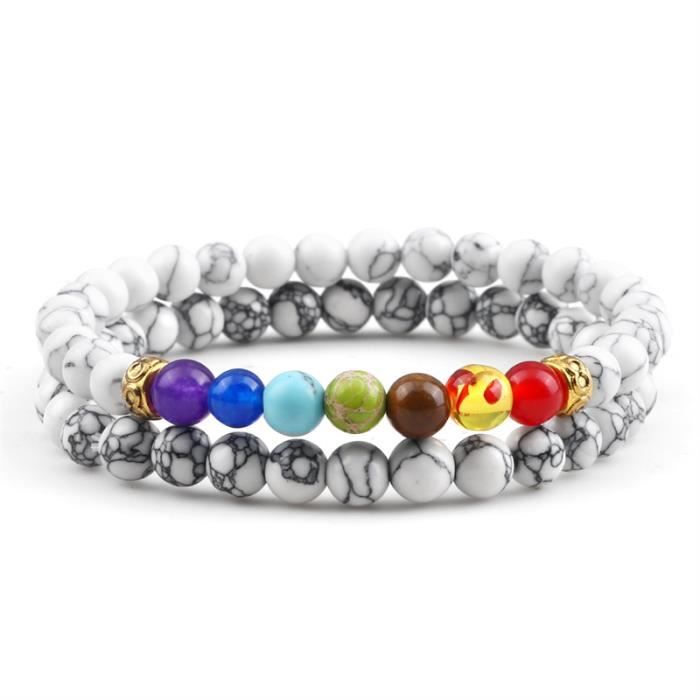 Bracelet de prière des 7 chakras Reiki pour Couple perles en pierre ...