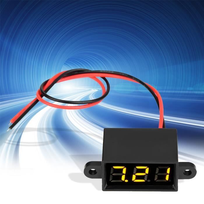 Voltmètre Numérique DC 0-100V étanche - Affichage LED Rouge, Pour Voiture, Moto, Camping-car, Bateau - Installation Facile
