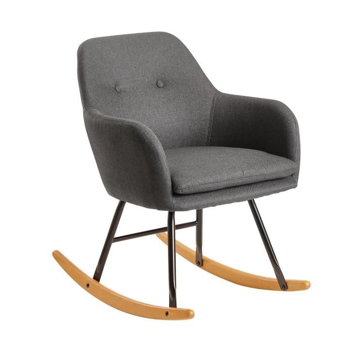 finebuy chaise à bascule scandinave 71x76x70cm tissu fauteuil de relaxation  [gris foncé]