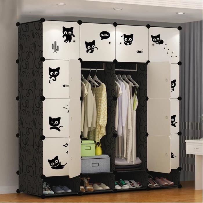 Étagère de rangement, Placard, Penderie, Armoire Plastique, avec 2